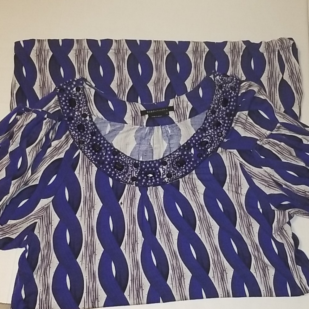 BCBG Beaded Collar Balloon Dress